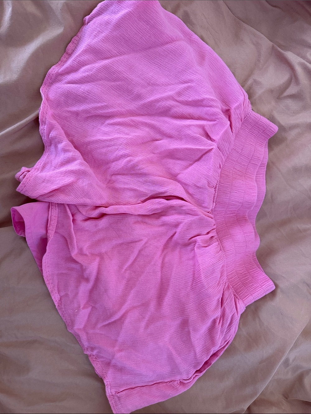Pink Smocked Waist Mini Skirt